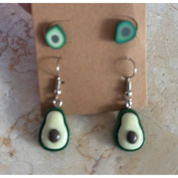 Avocado-Themed Stud & Dangle Earrings Set For Women Hypoallergenic Material Uniq - Picture 5 of 6